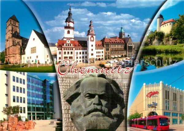 Chemnitz Kirche Rathaus Schloss Marxmonument