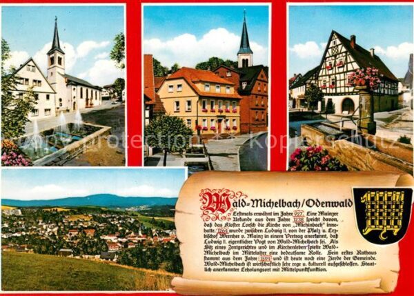 Wald-Michelbach Kirche Rathaus Brunnen Panorama