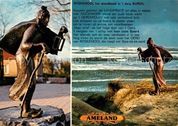 Ameland Ritskemool het standbeeld in t dorp Bur
