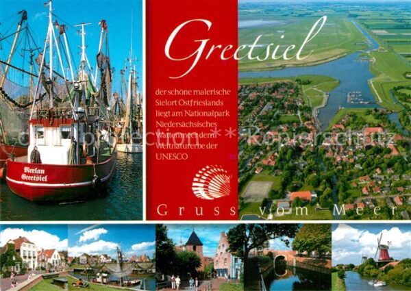 Greetsiel Fliegeraufnahme Hafen Windmühle