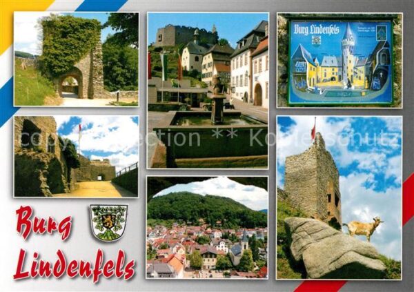 Lindenfels Odenwald Burg Ruine Brunnen Stadtpanorama