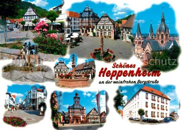 Heppenheim Bergstrasse Altstadt Fachwerkhäuser Dom Brunnen Rat
