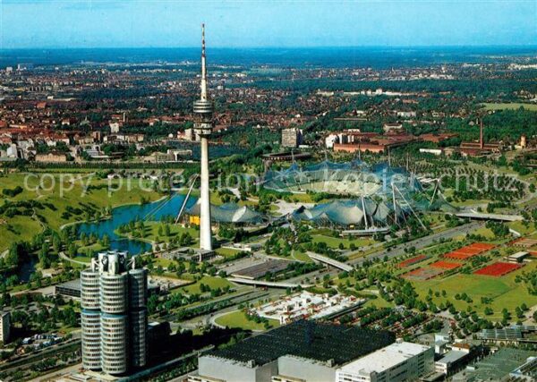 Muenchen Olympiagelände BMW Hochhaus Olympiaturm