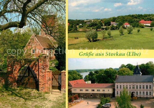 Storkau Elbe  Dorfkirche Gutshaus Billberge Panorama