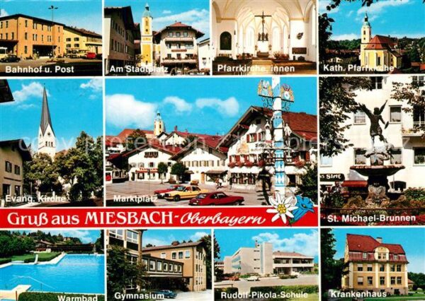 Miesbach Post Stadtplatz Pfarrkirche Marktplatz
