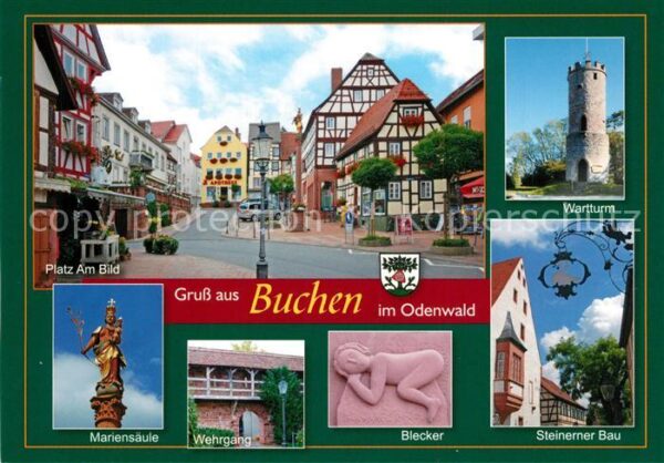 Buchen Baden Platz am Bild Wartturm Mariens?ule Blec