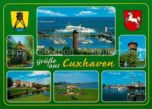 Cuxhaven Nordseebad Leuchtturm Hafen Liegewiese Stadtansich