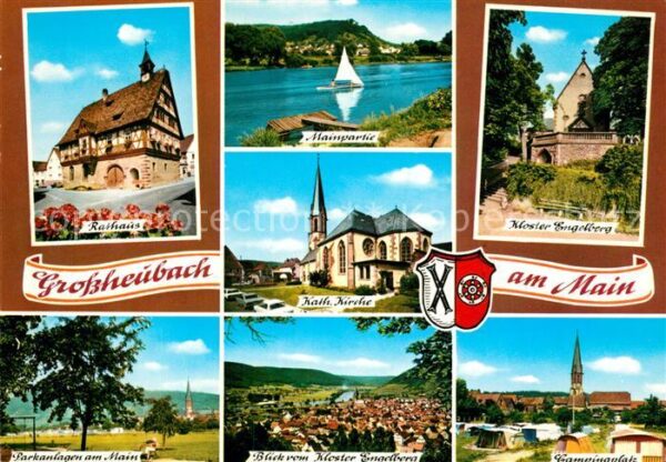 Grossheubach Rathaus Mainpartie Kloster Engelberg Ka