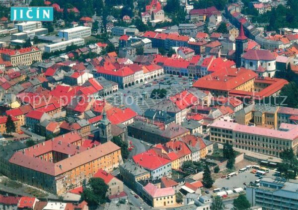 Jicin Stadtzentrum Fliegeraufnahme