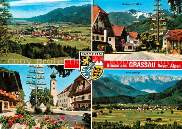 Grassau Chiemgau Maibaum Ortspartie mit Hochplatte