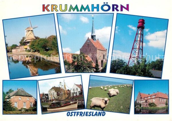 Krummhoern Mühle Kirche Leuchtturm Schafweide Fisc