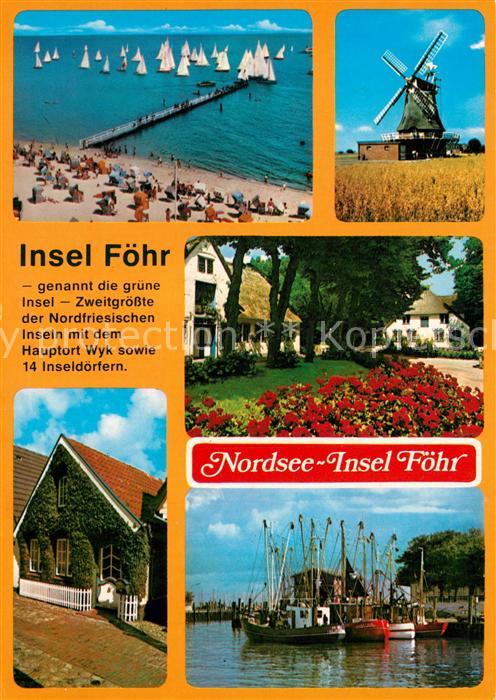 Insel Foehr Windmühle Segelbootshafen Park