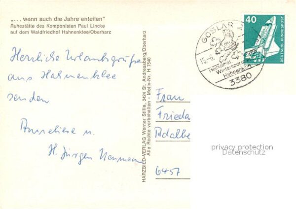 Hahnenklee-Bockswiese Harz Waldfriedhof Ruhestätte Komponist Paul – Bild 2