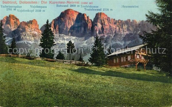 Karersee Suedtirol Meierei Dolomiten Rotwand Teufelskamm H