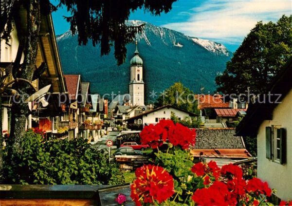 Garmisch-Partenkirchen Sonnenstrasse Pfarrkirche gegen Wank