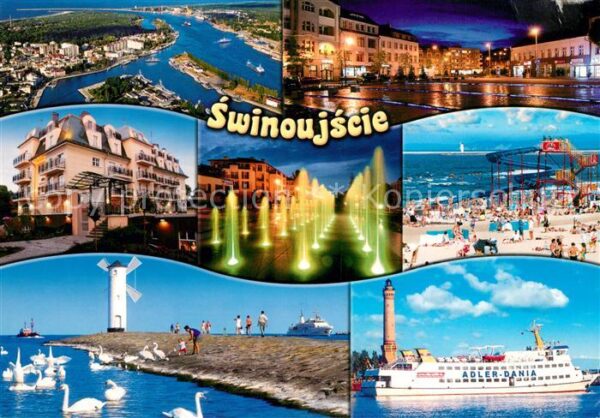 Swinoujscie Swinemuende Fliegeraufnahme Strand Leuchtturm Windm