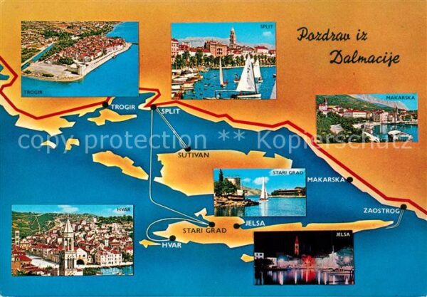 Makarska Dalmatien Panoramakarte Hvar Trogir Split Stari G