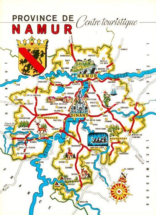 Namur sur Meuse Touristikkarte