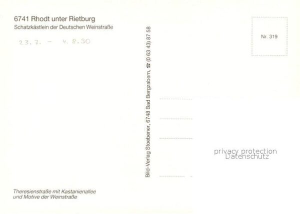 Rhodt Rietburg Theresienstraße Kastanienallee Weinfass – Bild 2
