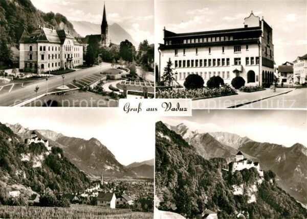 Vaduz Burg Panorama Kirche