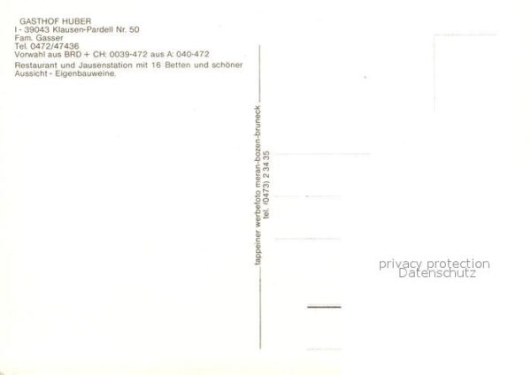 Pardell Klausen Suedtirol Gasthof Huber – Bild 2