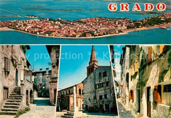 Grado Gorizia Fliegeraufnahme Kirche Stadtansichten