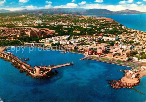 Rhodos Rhodes Aegaeis Hafen Küstenpanorama Fliegeraufnahme