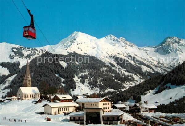 Mittelberg Kleinwalsertal Kirche Panorama Wintersportplatz Walmen