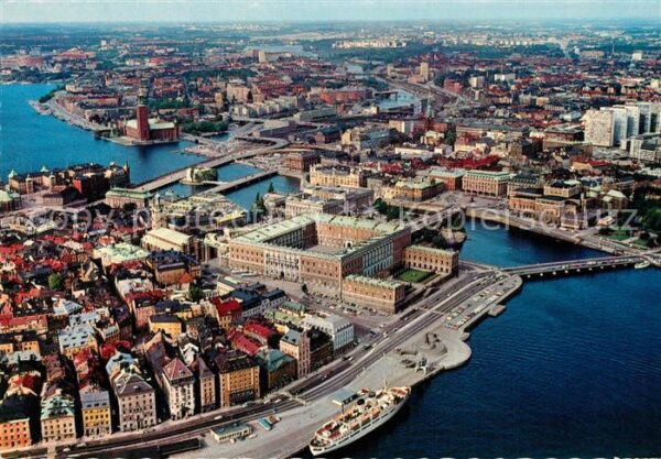 Stockholm Royal Palace in the centre aerial view