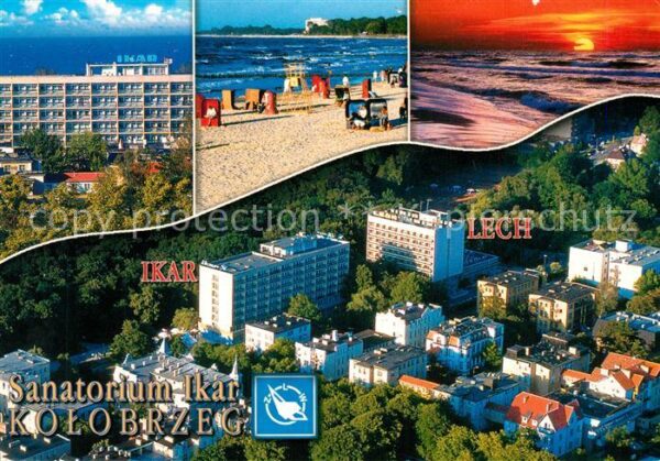 Kolobrzeg Polen Sanatorium Ikar Fliegeraufnahme Strand
