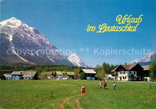 Obern Leutasch Dorfansicht mit Blick zur Hohe Munde Mi