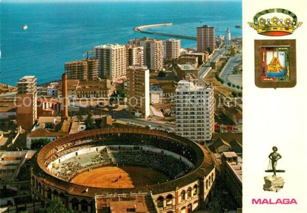 Malaga Andalucia Plaza de Toros y Paseo Maritimo Luftbil