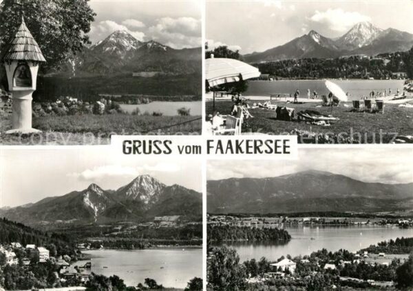 Faakersee Badestrand Landschaftspanorama Alpen Bi