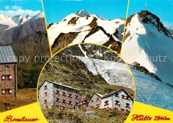 Breslauerhuette am Fusse der Wildspitze Gebirgspanorama