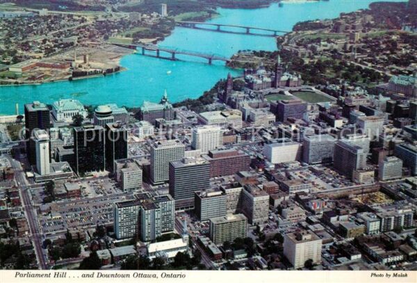 Ottawa Ontario Parliament Hill and Downtown aerial vie