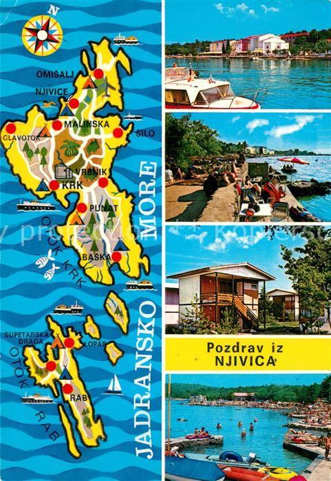 Njivice Badestrand Bungalows Hafen Landkarte