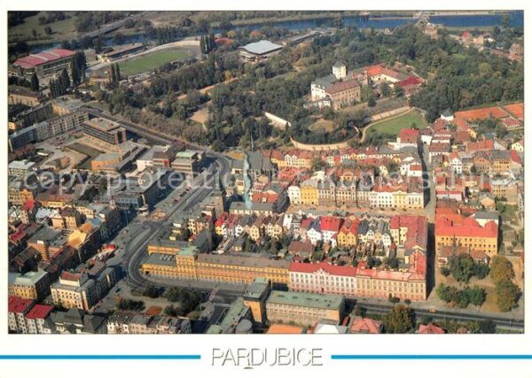 Pardubice Pardubitz Blick auf die Altstadt Fliegeraufnahme