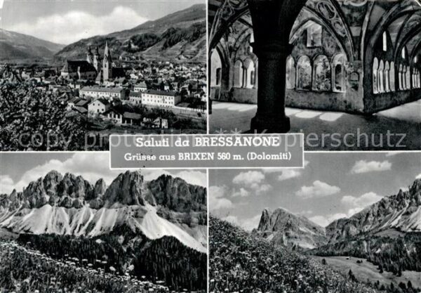 Bressanone Stadtpanorama mit Kirche Arkaden Alpenp
