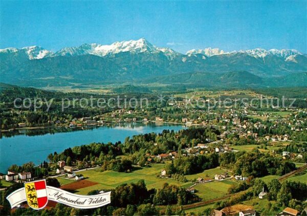 Velden Woerthersee Ortsansicht mit Karawankenkette Flieger