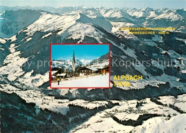 Alpbach Ortsmotiv mit Kirche Alpbacher Bergbahn