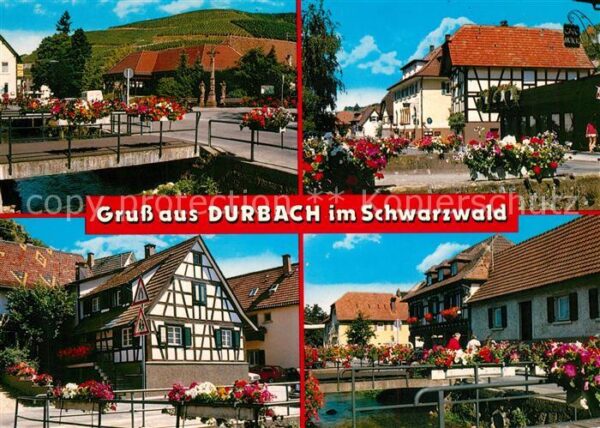 Durbach Teilansichten Fachwerkhäuser Brücke Blu