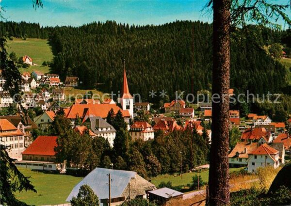 Schonach Schwarzwald Ortsansicht mit Kirche Blick vom Höfleb