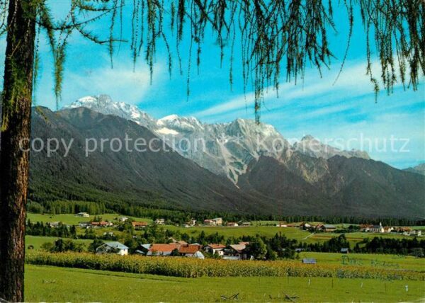 Obsteig Tirol Panorama Mieminger Plateau gegen Griess