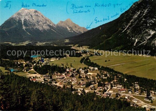 Leutasch Weidach mit Forellensee gegen Hohe Mund