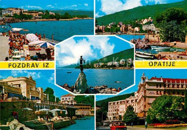 Opatija Abbazia Panorama Hafen Denkmal Statue Hotel