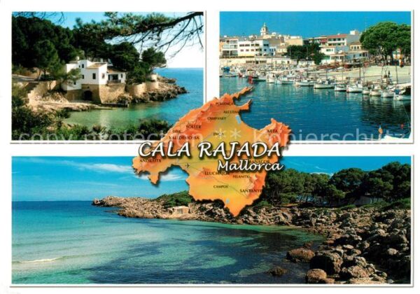 Cala Ratjada Mallorca Hafen Küstenpanorama Landkarte