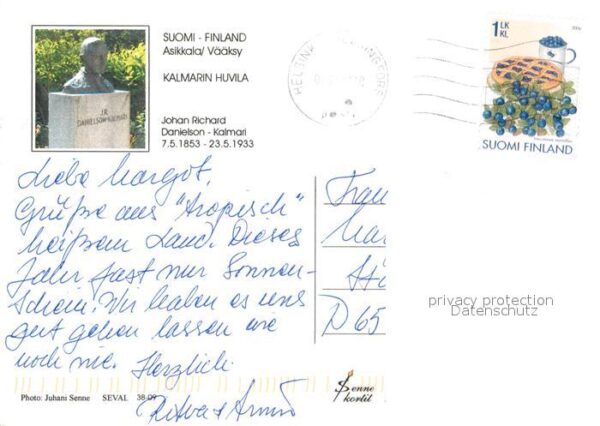 Asikkala Kalmarin Huvila Denkmal Büste – Bild 2