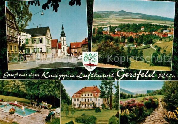 Gersfeld Rhoen Ortsmotiv mit Kirche Panorama Kurort Ku