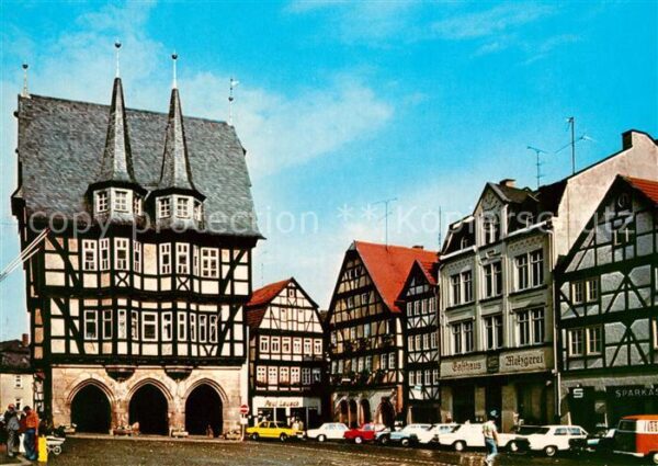 Alsfeld Blick zum Rathaus Altstadt Fachwerkhäus