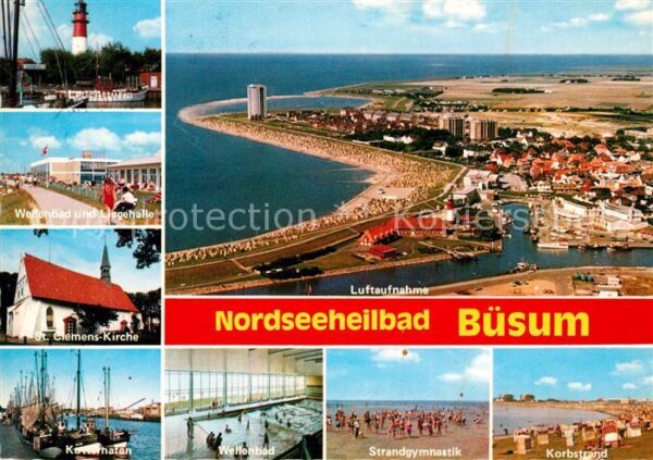 Buesum Nordseebad Leuchtturm Wellenbad Liegehalle Kirche
